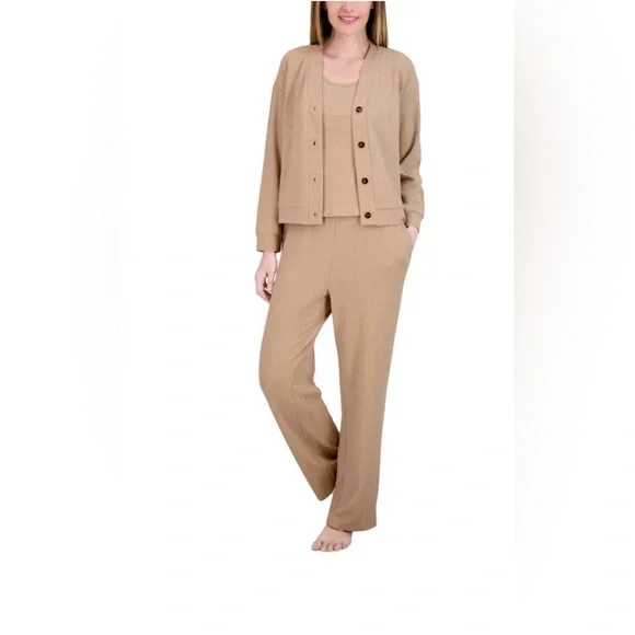 ❤️Live 2 Lounge 3Piece Textured Lounge Set XXL New Cable Knit Cardigan&Tank&Pant - Picture 5 of 10